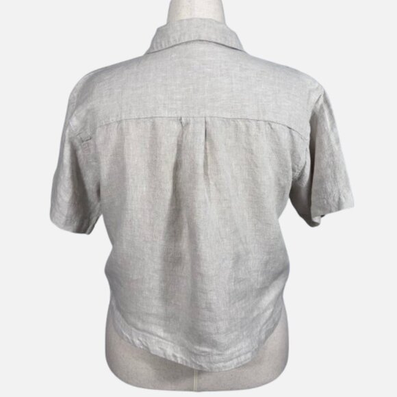 Athleta Retreat 100% Euroflax Linen Cropped Undyed Short Sleeve Shirt (Size M) - Picture 7 of 13